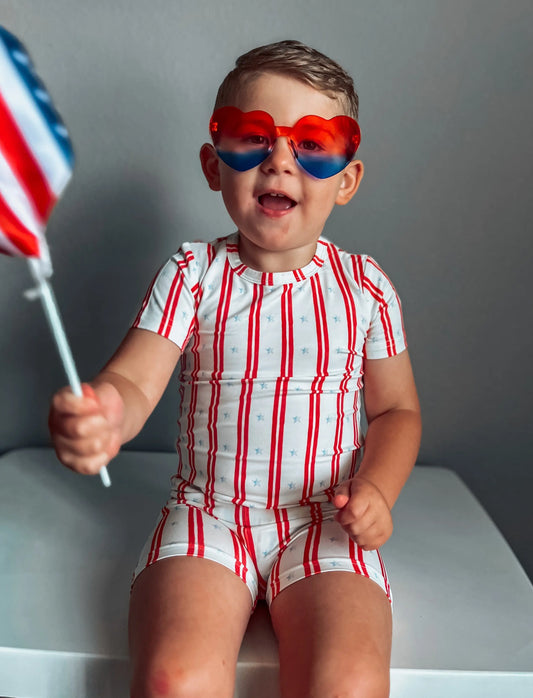 Stars And Stripes 2 Piece Bamboo Pajamas Soft Sleepwear Little Joy Co. Everetts Place: Online Boutique