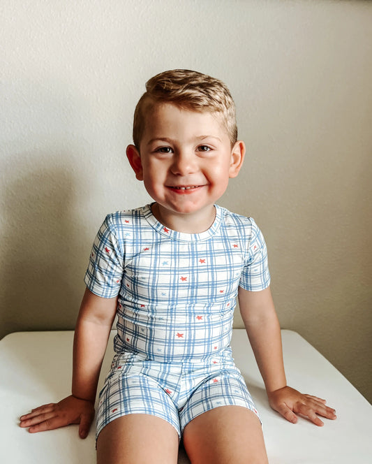 Stars Gingham Bamboo Pajama Set For Women Breathable Little Joy Co. Everetts Place: Online Boutique
