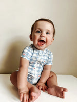 Little Joy Co. Stars Gingham Bamboo Shorty Romper For Baby Daily Wear - Apparel & Accessories > Clothing > Baby & Toddler Clothing > Baby & Toddler Sleepwear