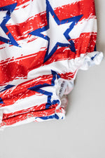 Stars and Stripes Ruffle Cross Back Romper for Summer Mila & Rose ® Everetts Place: Online Boutique