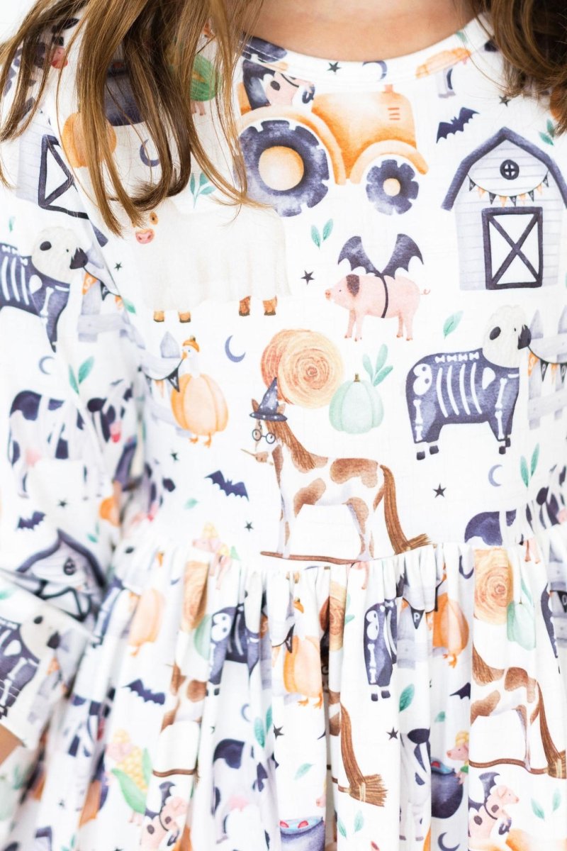 Stay Spooky Three Quarter Sleeve Pocket Twirl Dress Toddlers - Everetts Place Boutique - 