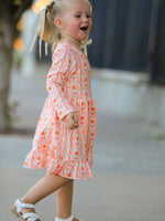 Polyester Spandex Dress, Long Sleeve, Pumpkin Bow Pocket by Rylee Faith Designs