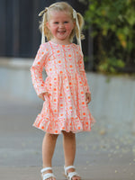 Polyester Spandex Dress, Long Sleeve, Pumpkin Bow Pocket by Rylee Faith Designs