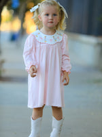 Polyester Spandex Baby Girl Dress, Duck Embroidered, Peter Pan Collar by Rylee Faith Designs