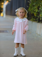 Polyester Spandex Baby Girl Dress, Duck Embroidered, Peter Pan Collar by Rylee Faith Designs
