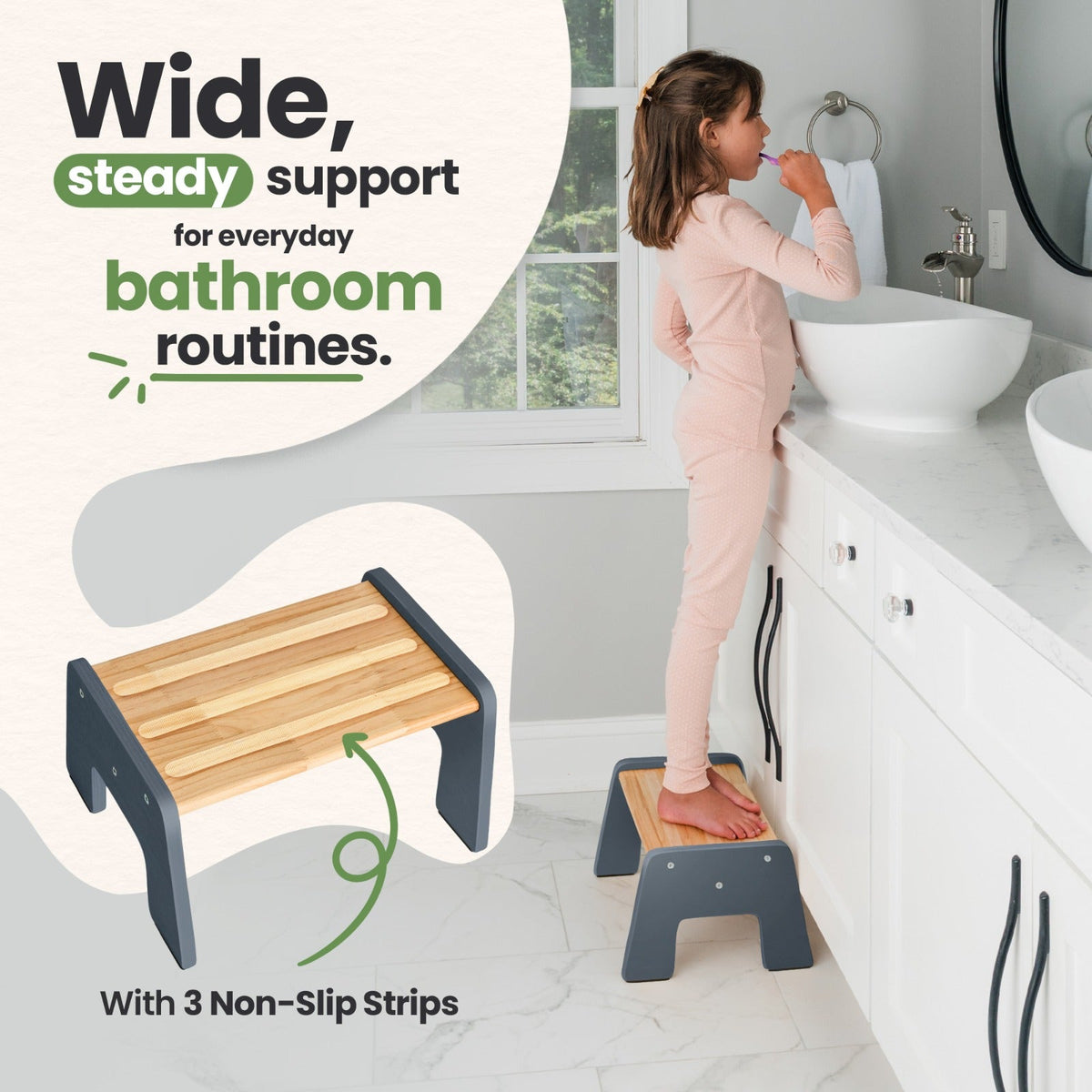 Wooden Kids Step Stool - 1-Step Multi-Purpose by Ocodile.com