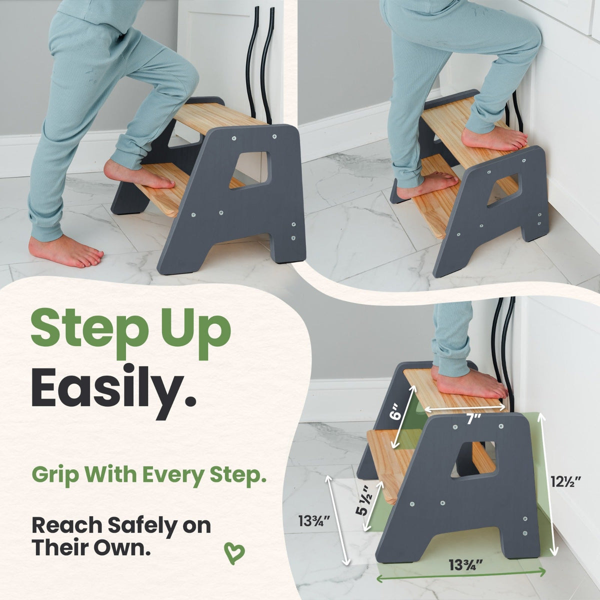 Solid Hardwood 2-Step Toddler Step Stool by Ocodile.com