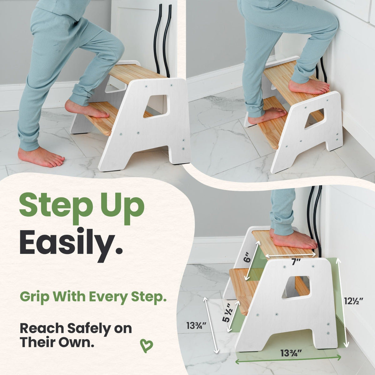 Solid Hardwood 2-Step Toddler Step Stool by Ocodile.com