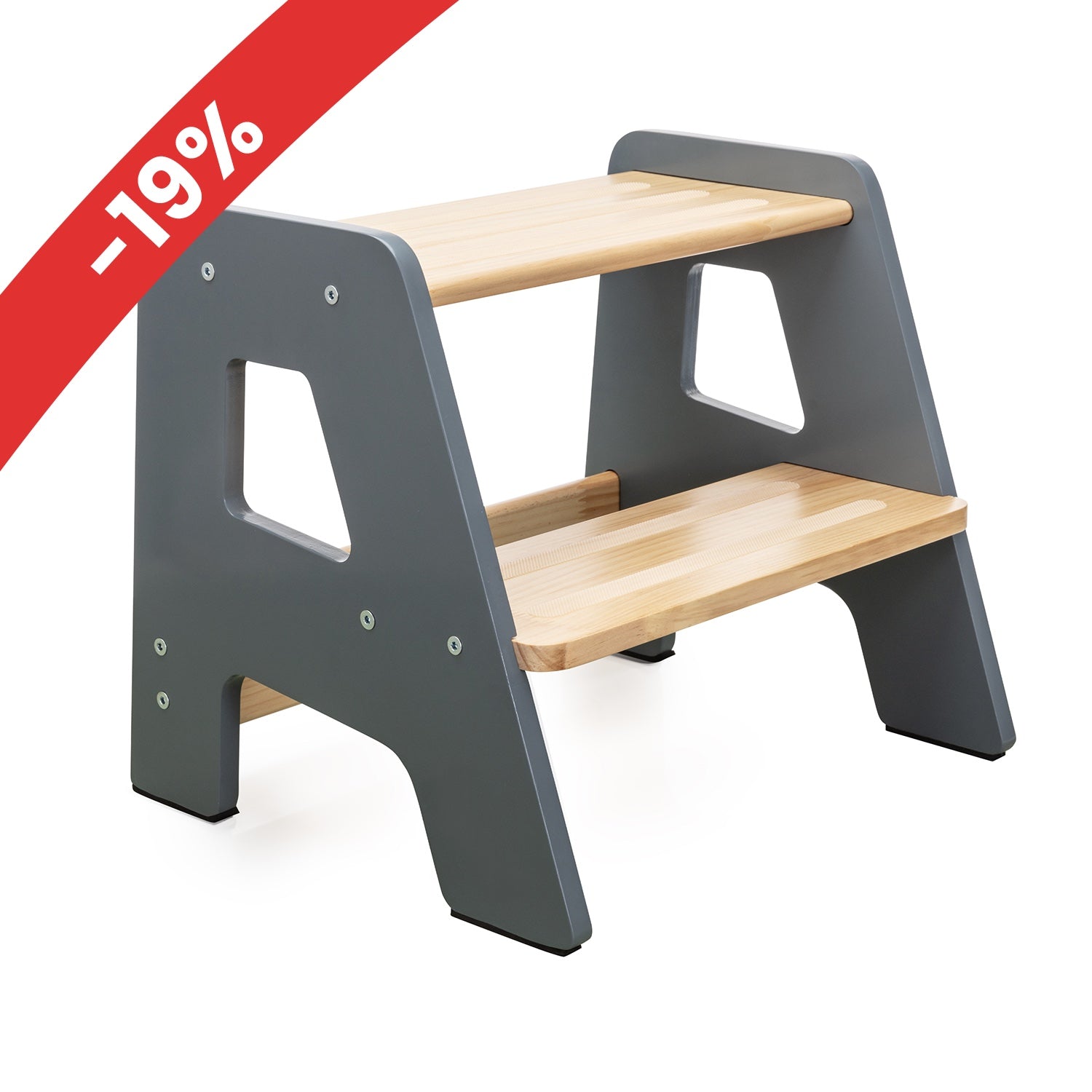 2-Step Wooden Stool for Toddlers(Step Stool for Children Ages 2+)