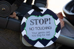 Three Little Tots Stop No Touching Boy Car Seat Sign Tag - 