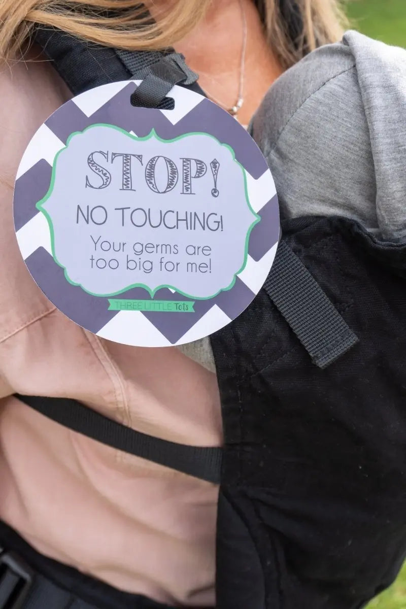 Three Little Tots Stop No Touching Boy Car Seat Sign Tag - 