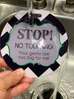 Three Little Tots Stop No Touching Boy Car Seat Sign Tag - 
