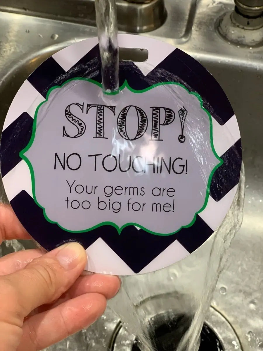 Three Little Tots Stop No Touching Boy Car Seat Sign Tag - 