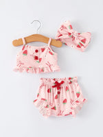 Rylee Faith Designs Strawberry Bow Baby Girls Short Sleeves Bloomer Set - 