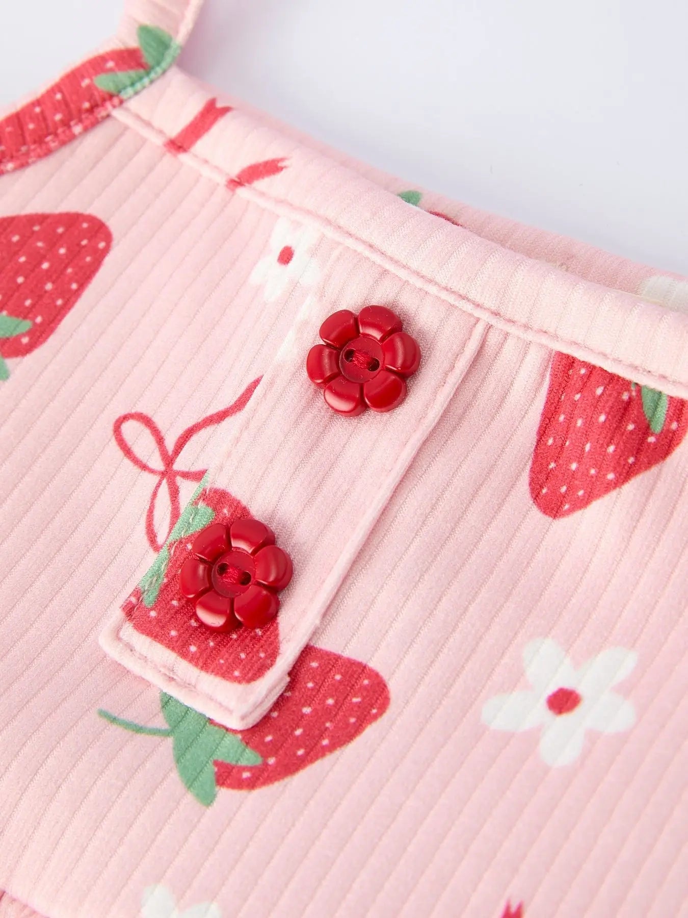 Rylee Faith Designs Strawberry Bow Baby Girls Short Sleeves Bloomer Set - 