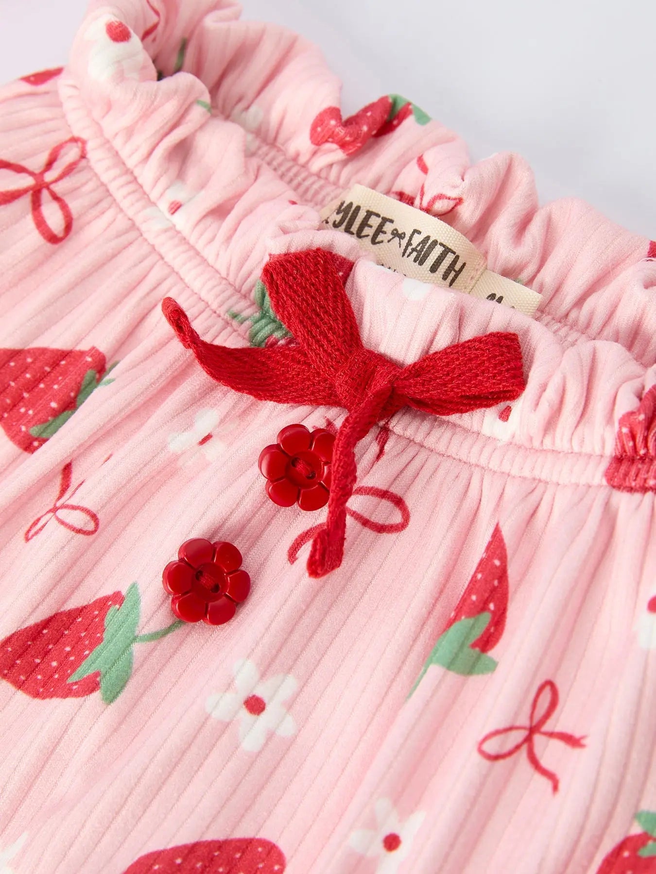 Rylee Faith Designs Strawberry Bow Baby Girls Short Sleeves Bloomer Set - 