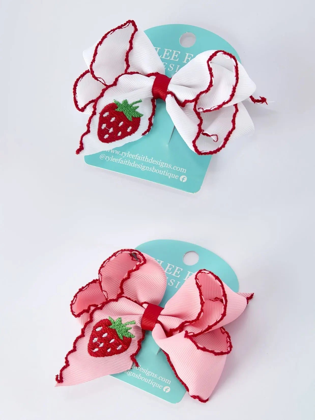 Rylee Faith Designs Strawberry Embroidered Girls Hairpin 4 Inches - 