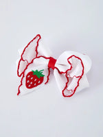 Rylee Faith Designs Strawberry Embroidered Girls Hairpin 4 Inches - 