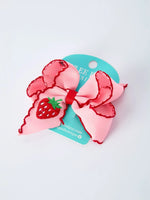 Rylee Faith Designs Strawberry Embroidered Girls Hairpin 4 Inches - 