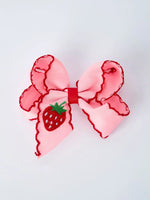 Rylee Faith Designs Strawberry Embroidered Girls Hairpin 4 Inches - 