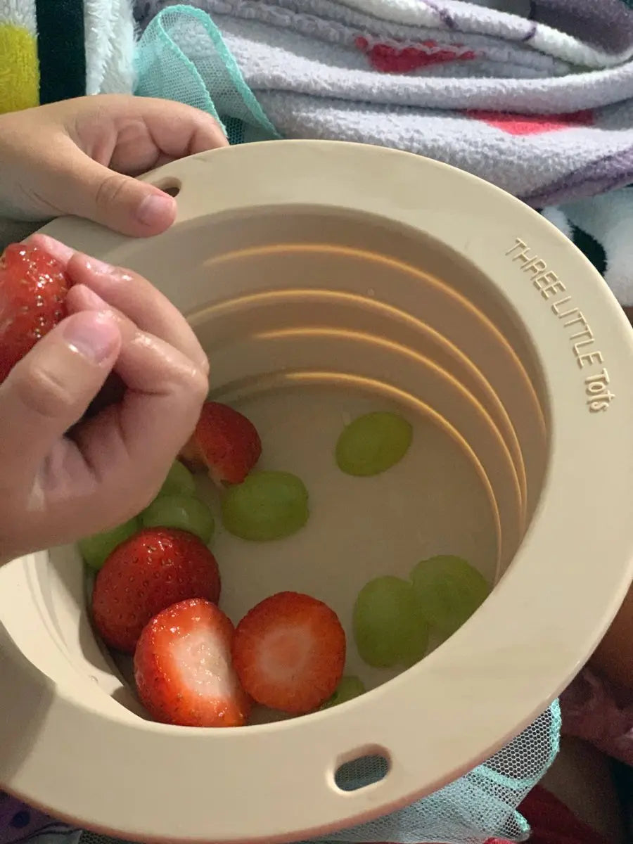 Three Little Tots Sugar Cookie Collapsible Bowl for Travel or Home - 