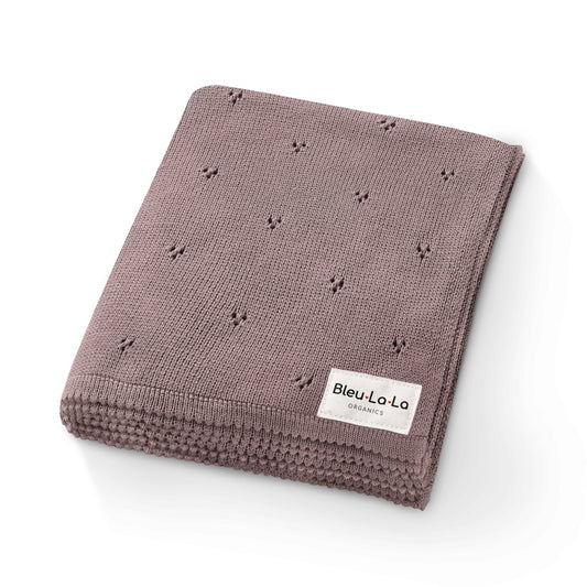Organic Pointelle Luxury Knit Swaddle Blanket in 100 Percent Organic Cotton Bleu La La