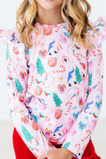Sugarplum Fairy Long Sleeve Ruffle Tee For Girls Print Mila & Rose ® Everetts Place: Online Boutique