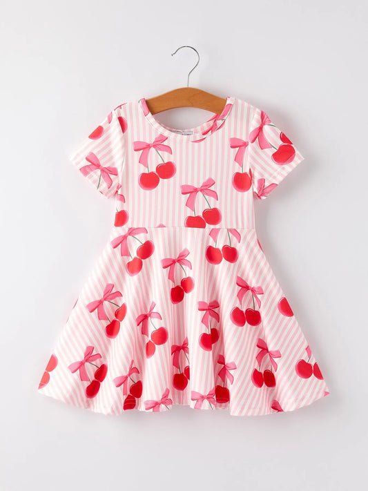 Summer Cherry Stripe Girls Dress Rylee Faith Designs Everetts Place: Online Boutique