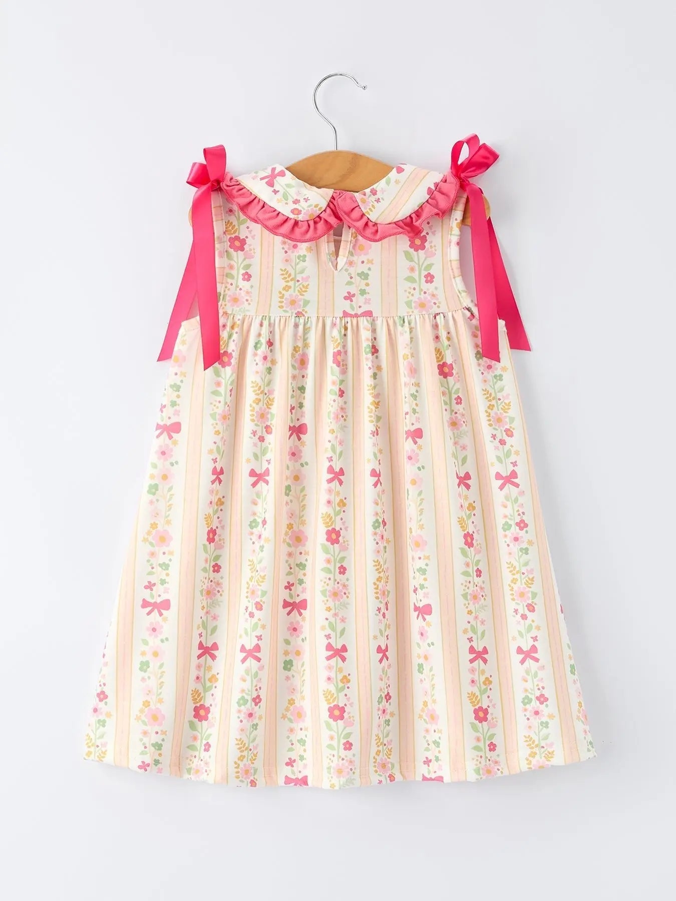 Rylee Faith Designs Summer Floral Bow Ruffle Girls Dress - 