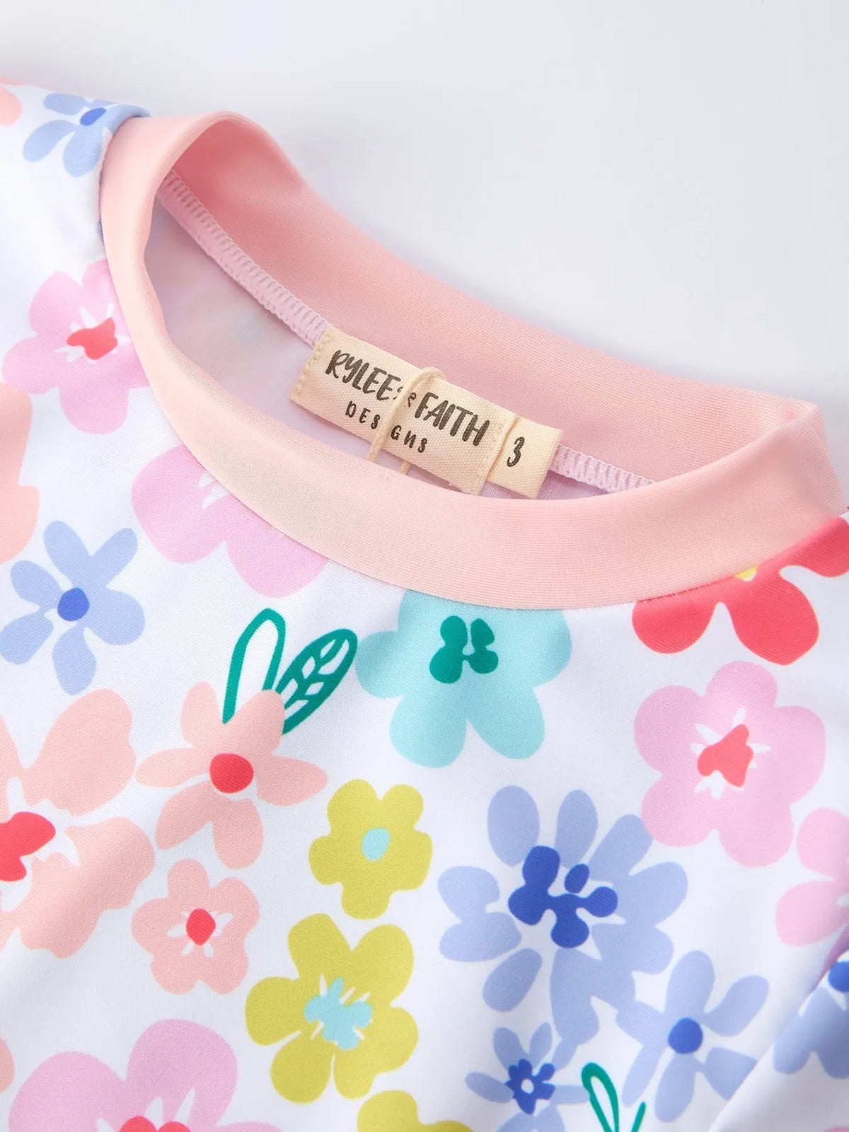 Rylee Faith Designs Summer Floral Girls Long Sleeve Swim Set - 