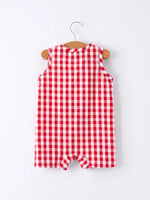 Rylee Faith Designs Summer Plaid Smocked Ruffle Boys Romper Sibling Outfits - 