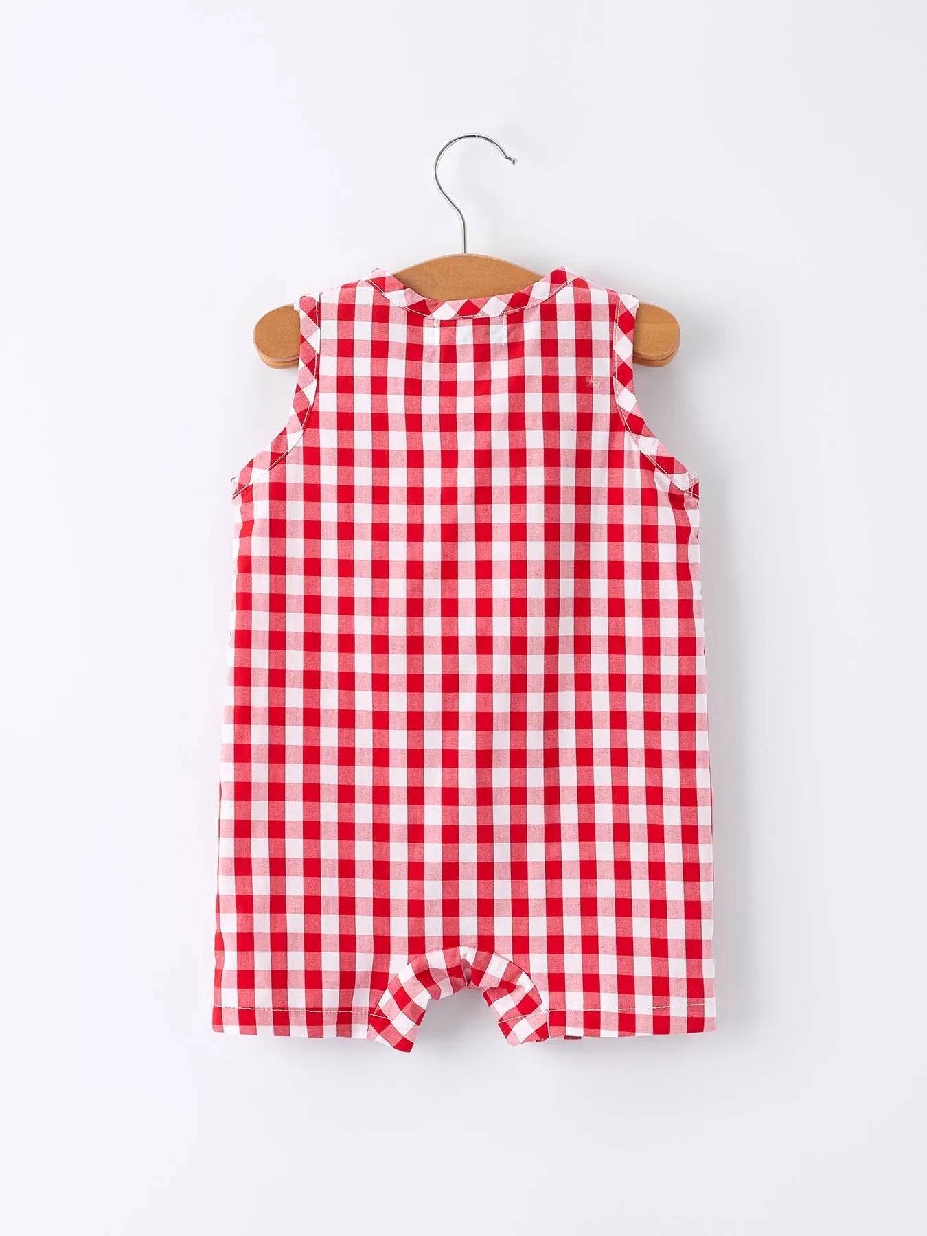 Rylee Faith Designs Summer Plaid Smocked Ruffle Boys Romper Sibling Outfits - 