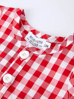 Rylee Faith Designs Summer Plaid Smocked Ruffle Boys Romper Sibling Outfits - 