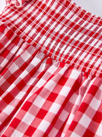 Rylee Faith Designs Summer Plaid Smocked Ruffle Girl Romper Sibling Outfits - 
