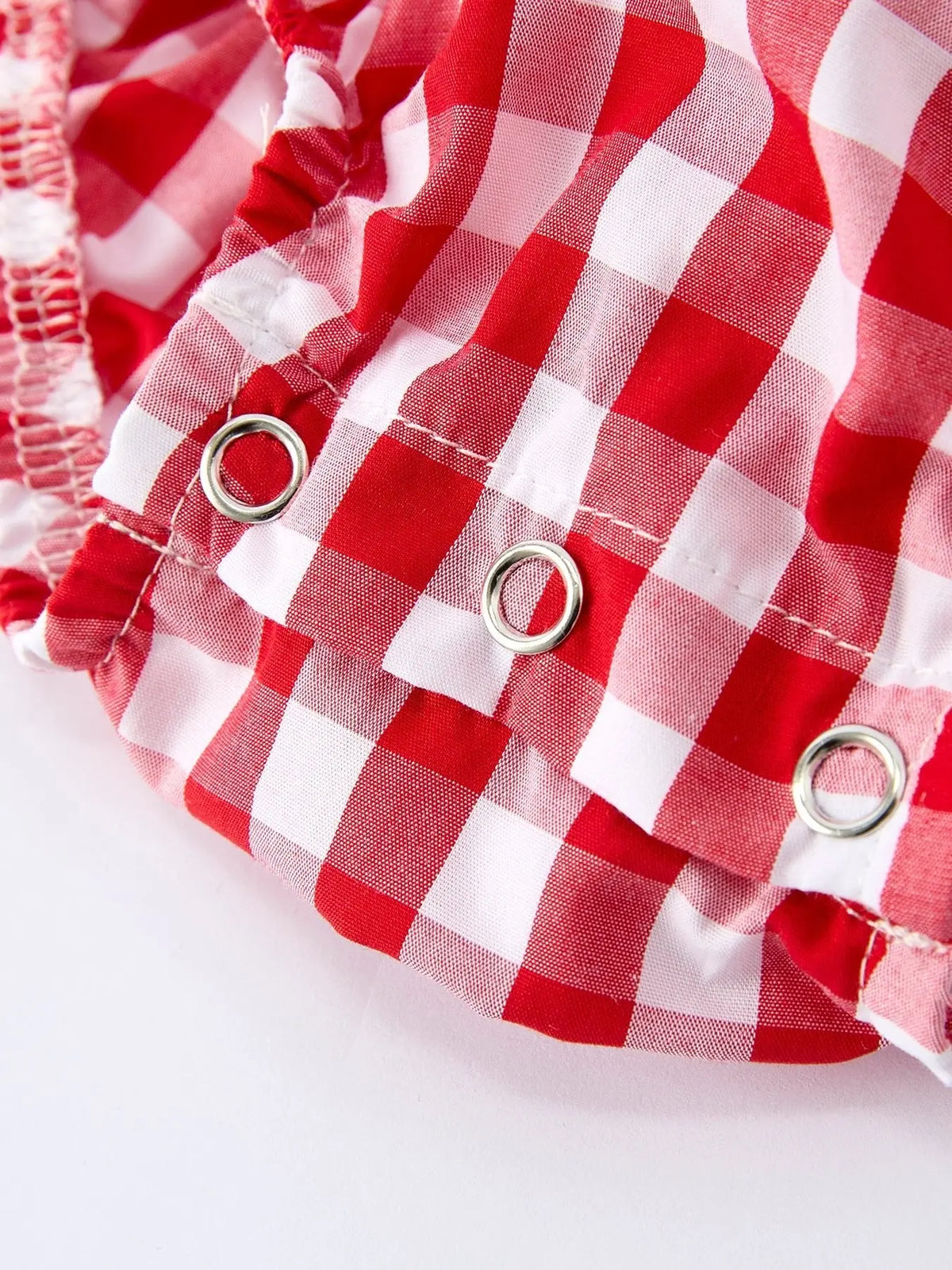 Rylee Faith Designs Summer Plaid Smocked Ruffle Girl Romper Sibling Outfits - 