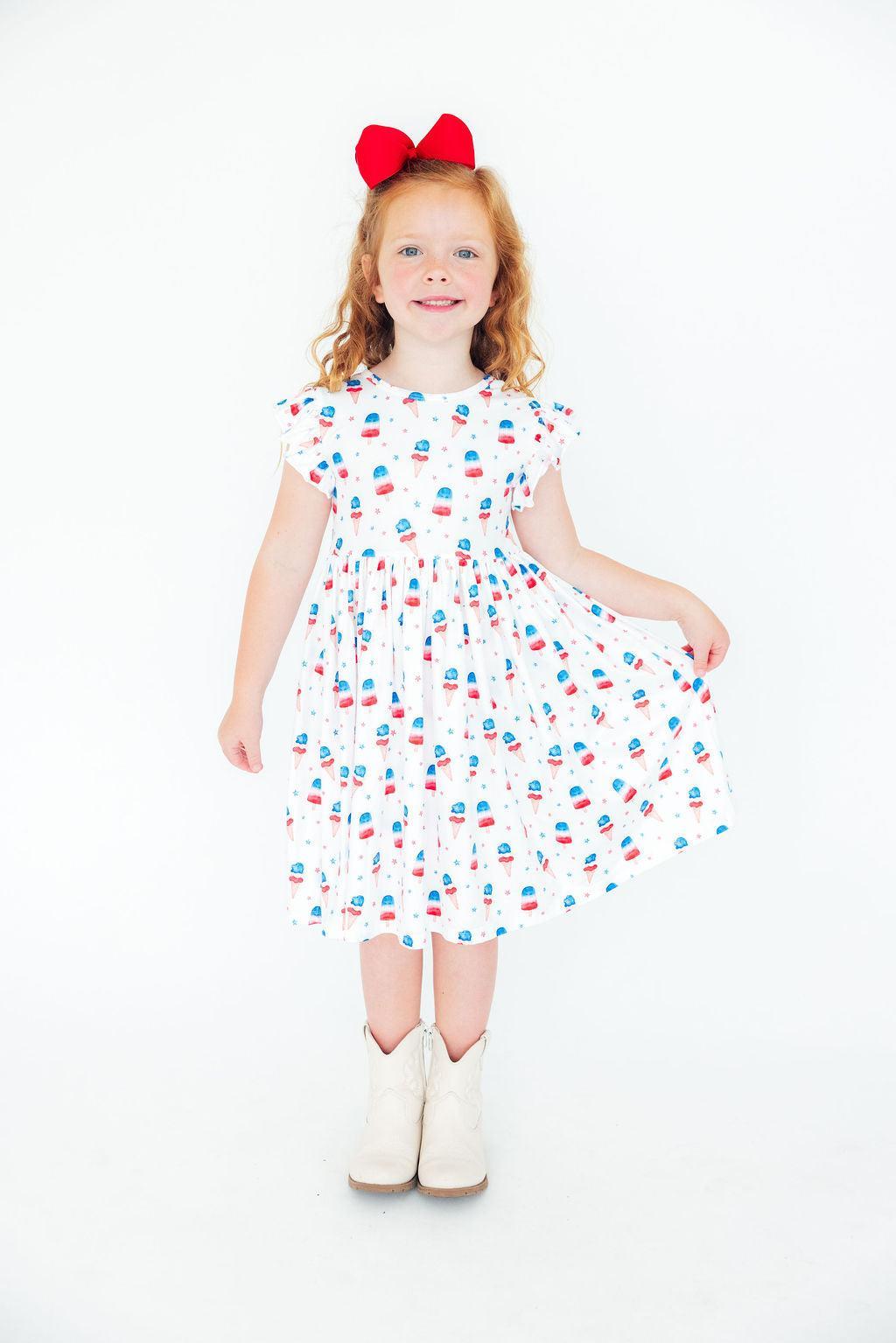Summer Sweets Flutter Sleeve Twirl Dress For Toddler Mila & Rose ® Everetts Place: Online Boutique