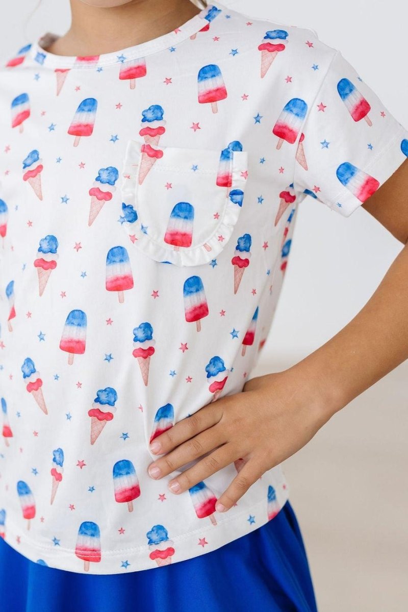 Summer Sweets Ruffle Pocket Tee Girls Casual Trendy Top - Everetts Place Boutique - 