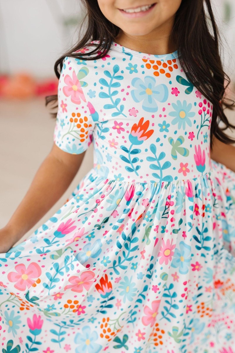 Sunlit Garden Short Sleeve Pocket Twirl Dress Mila Rose - Everetts Place Boutique - 