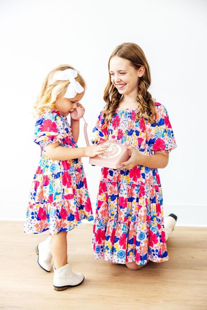 Sunshine Garden Smocked Ruffle Dress for Girls Mila and Rose - Everetts Place Boutique - 