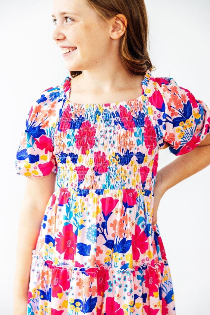Sunshine Garden Smocked Ruffle Dress for Girls Mila and Rose - Everetts Place Boutique - 