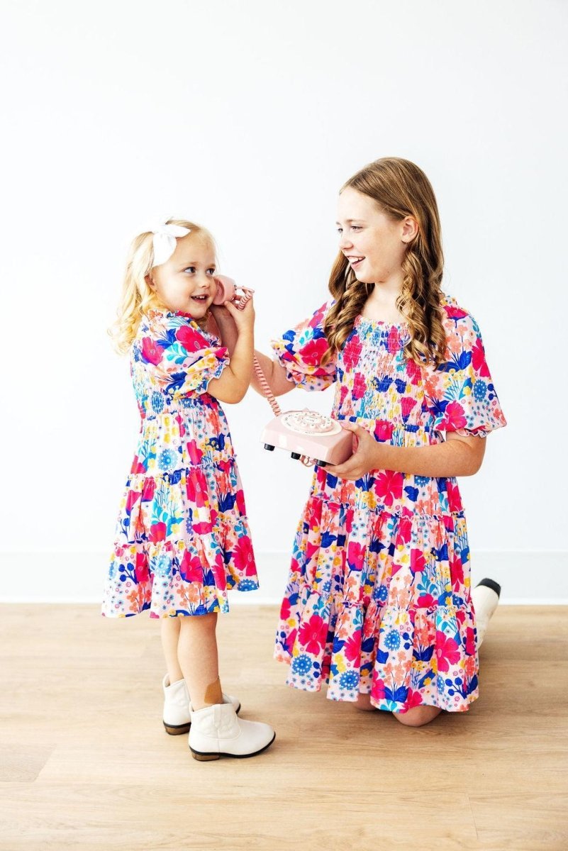 Sunshine Garden Smocked Ruffle Dress for Girls Mila and Rose - Everetts Place Boutique - 