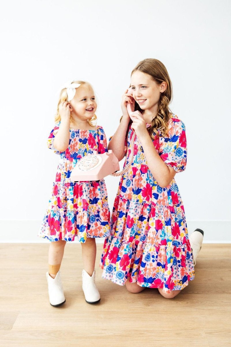 Sunshine Garden Smocked Ruffle Dress for Girls Mila and Rose - Everetts Place Boutique - 