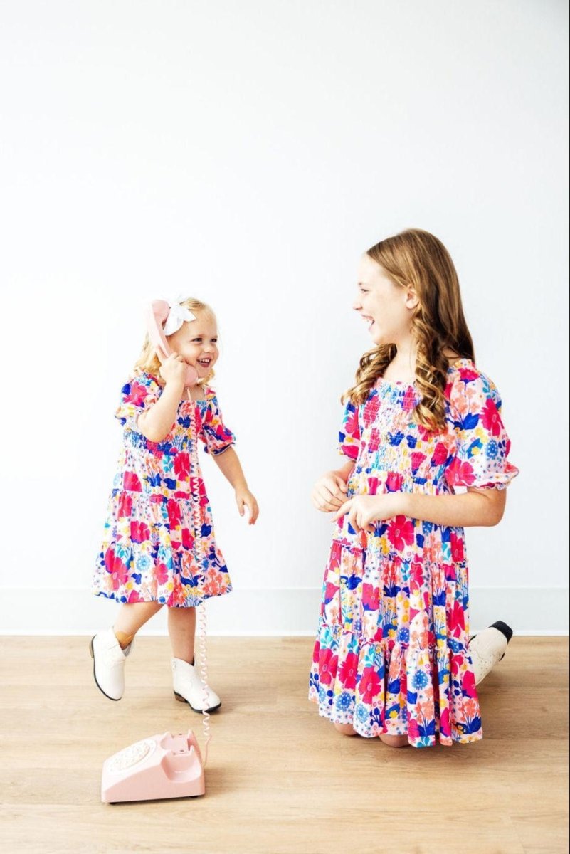 Sunshine Garden Smocked Ruffle Dress for Girls Mila and Rose - Everetts Place Boutique - 
