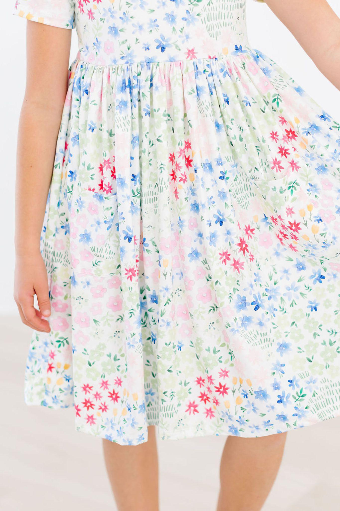 Sunshine Meadows Short Sleeve Pocket Twirl Dress for Girls Mila & Rose ® Everetts Place: Online Boutique