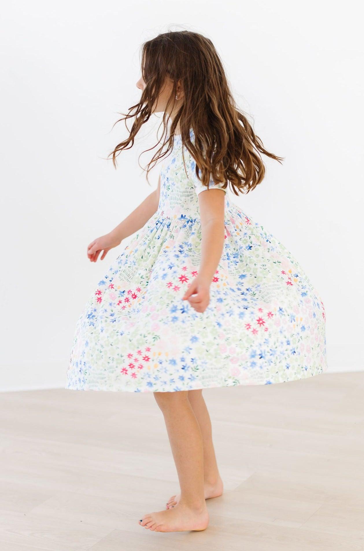 Sunshine Meadows Short Sleeve Pocket Twirl Dress for Girls Mila & Rose ® Everetts Place: Online Boutique
