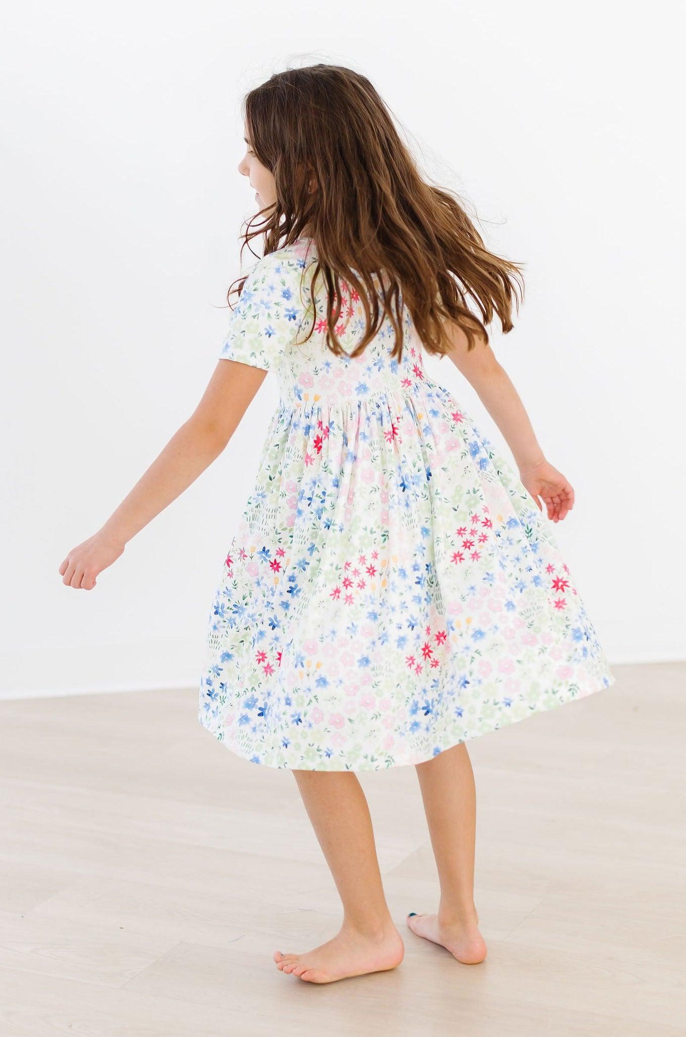 Sunshine Meadows Short Sleeve Pocket Twirl Dress for Girls Mila & Rose ® Everetts Place: Online Boutique