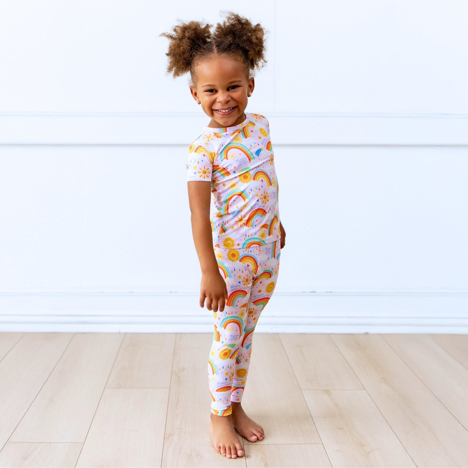 The Second-Skin 2-Piece Short Sleeve Pajama | Here Comes the Sunshine (Pink) by Raising Mama at Everetts Place
