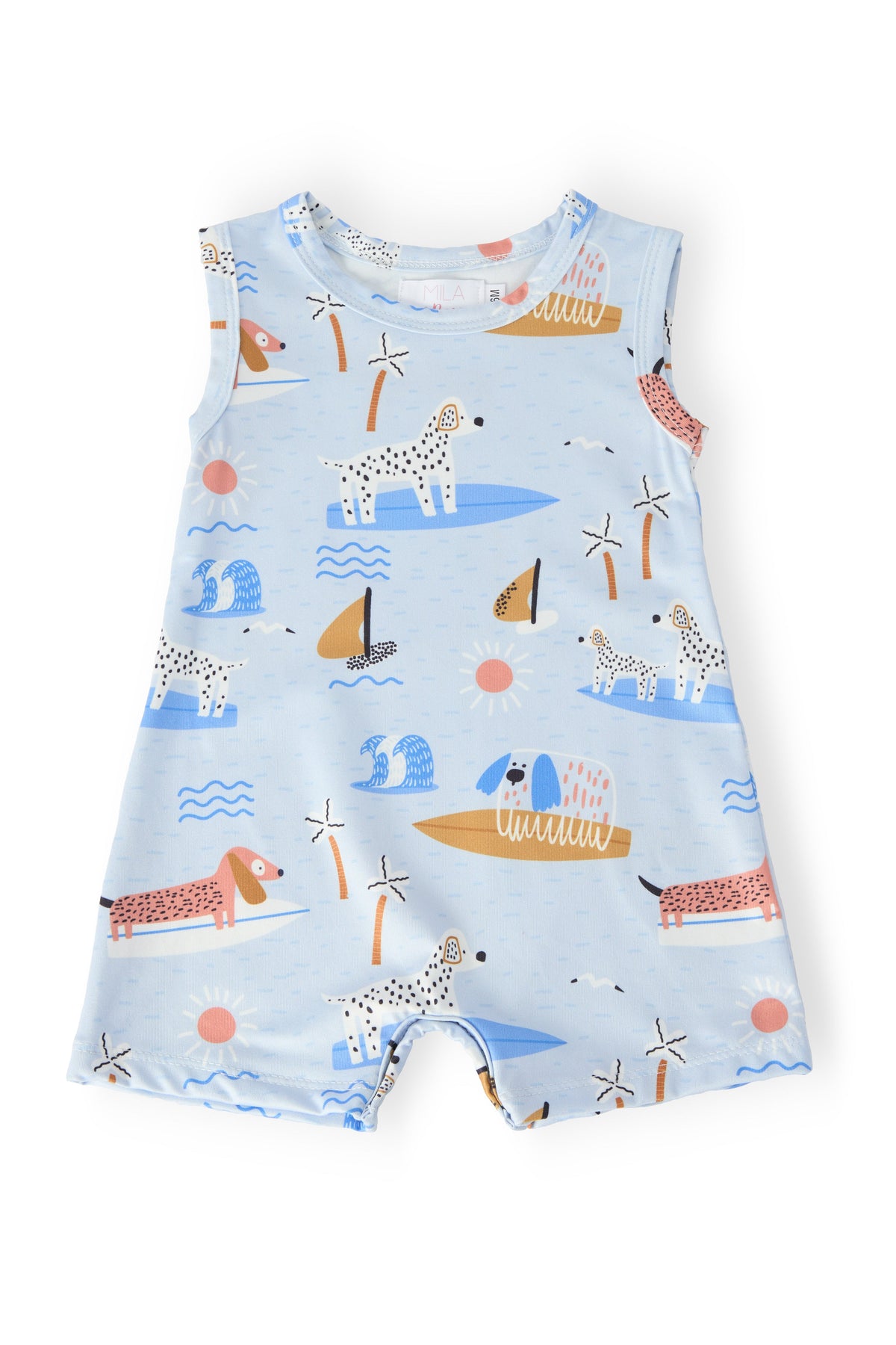 Mila & Rose organic baby Surfs Pup shorty one-piece swimsuit