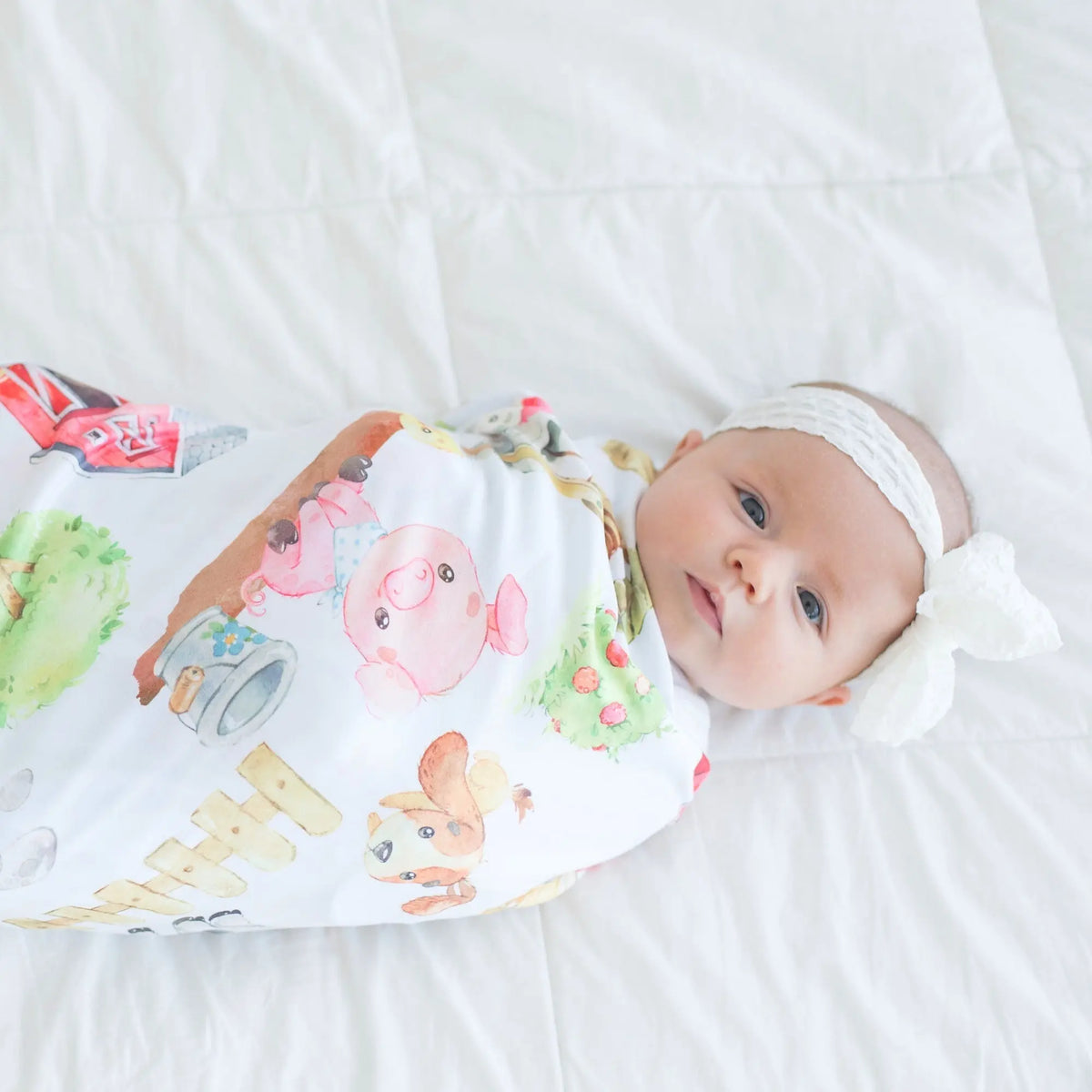 Farm Animals Baby Swaddle Blanket Honey Lemonade 