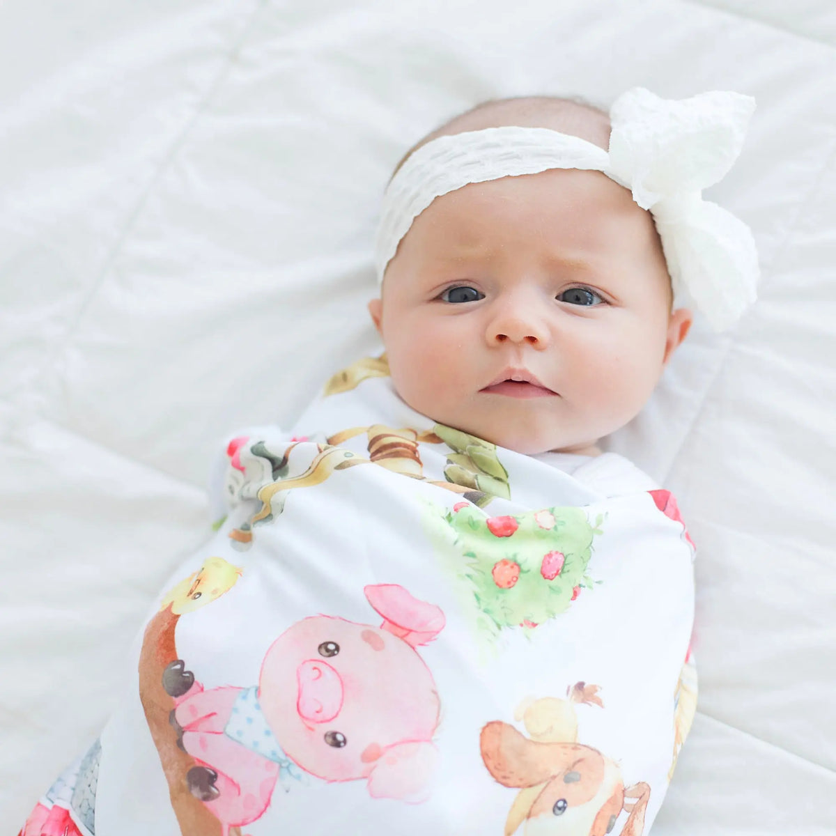 Farm Animals Baby Swaddle Blanket Honey Lemonade 